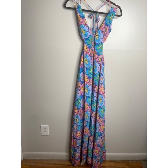 For Love & Lemons Yasmin Open-Back Floral Maxi Dress Size XS NWT Strappy Lined - Picture 6 of 10